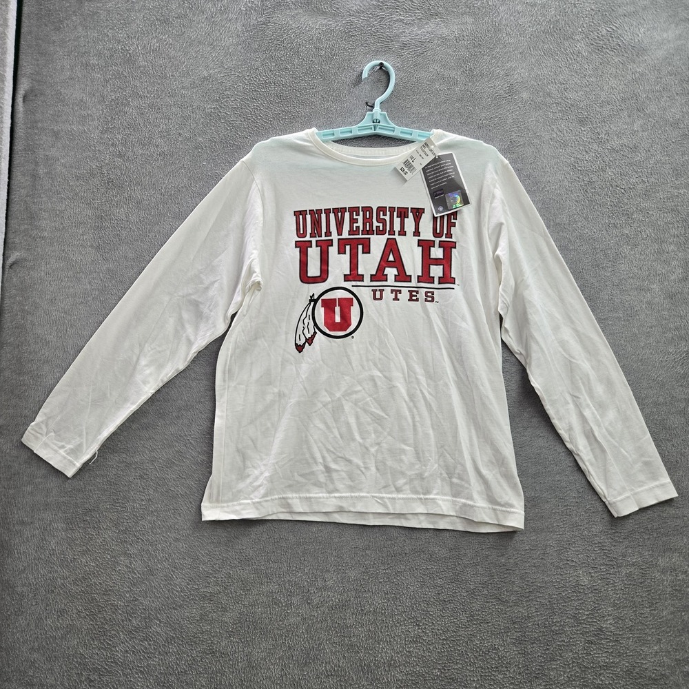 VINTAGE University Of Utah Utes Women Shirt L White Jansport Long Sleeve NWT